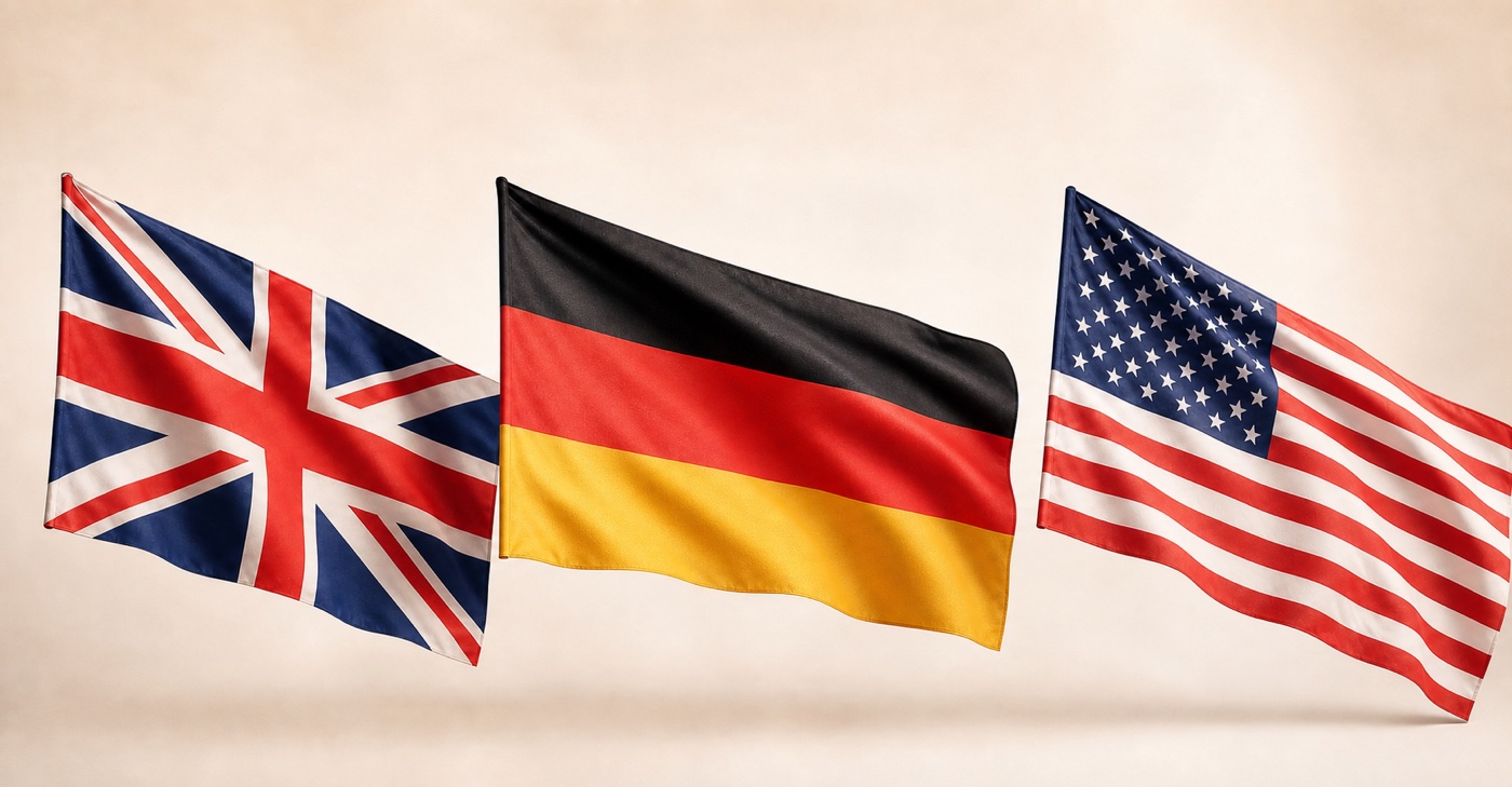 Flags representing international study destinations